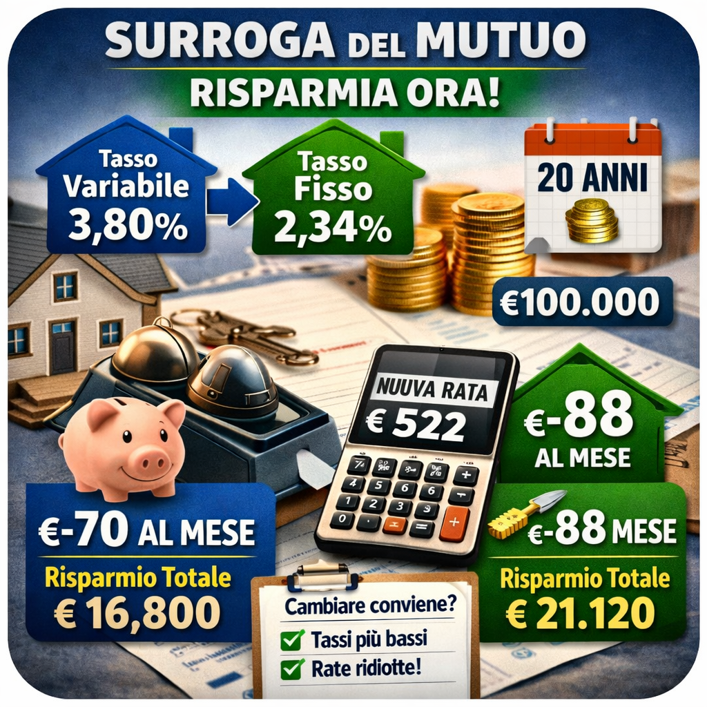 Surroga del mutuo variabile: quanto puoi risparmiare oggi?